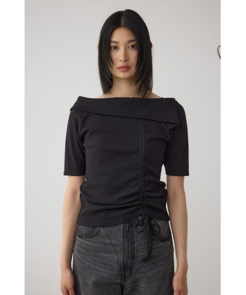 AZUL by moussy(アズールバイマウジー)の「スクエアネックドロストカットトップス(Tシャツ/カットソー・レディース・アイボリー/ブラック/チャコールグレー/レッド・FREE)」の17枚目の写真