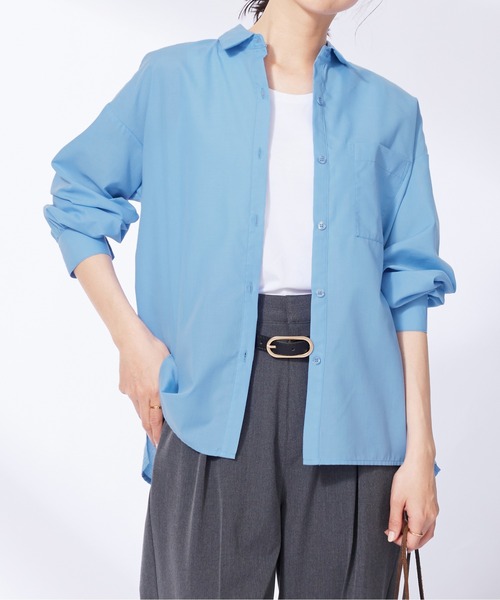 BELLUNA PLUS(ベルーナ)の「ベーシックデザインオーバーサイズシャツ(シャツ/ブラウス・レディース・パープル/ミント/ブルー・MEDIUM/LARGE/X-LARGE)」の3枚目の写真