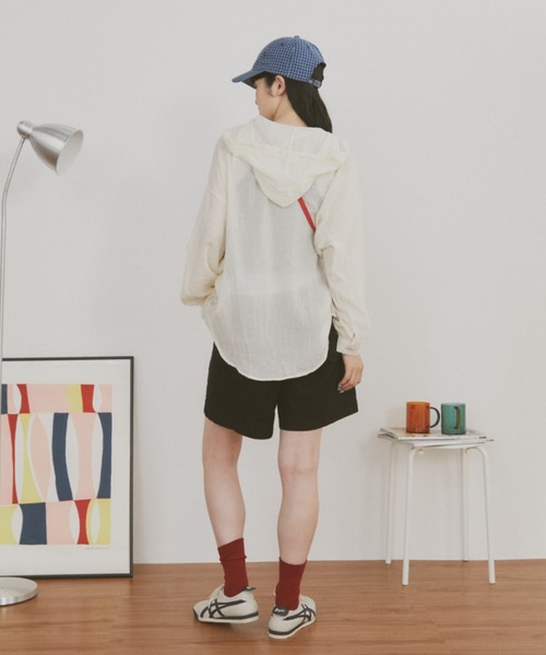 MERLOT（メルロー）の「ギンガムチェックフーディーシャツパーカー（シャツ/ブラウス・レディース・グリーン/ホワイト/ブルー/ブラウン・FREE）」の12枚目の写真