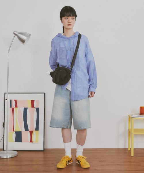 MERLOT（メルロー）の「ギンガムチェックフーディーシャツパーカー（シャツ/ブラウス・レディース・グリーン/ホワイト/ブルー/ブラウン・FREE）」の16枚目の写真