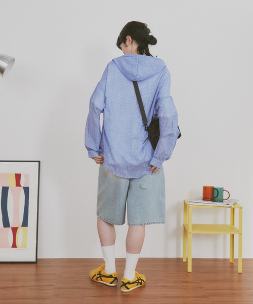 MERLOT（メルロー）の「ギンガムチェックフーディーシャツパーカー（シャツ/ブラウス・レディース・グリーン/ホワイト/ブルー/ブラウン・FREE）」の18枚目の写真