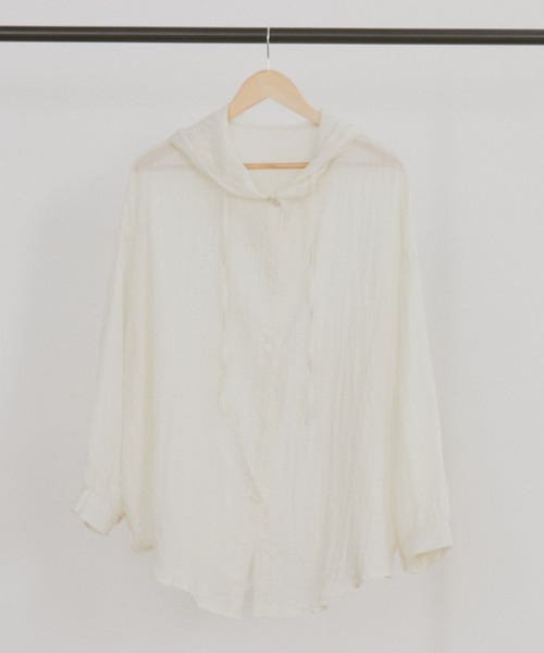 MERLOT（メルロー）の「ギンガムチェックフーディーシャツパーカー（シャツ/ブラウス・レディース・グリーン/ホワイト/ブルー/ブラウン・FREE）」の20枚目の写真