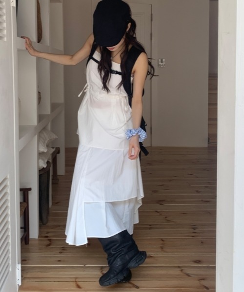 Vipoa（ヴィポア）の「アシンメトリールーズスカート（スカート・レディース・ホワイト/ブラック・FREE）」の8枚目の写真