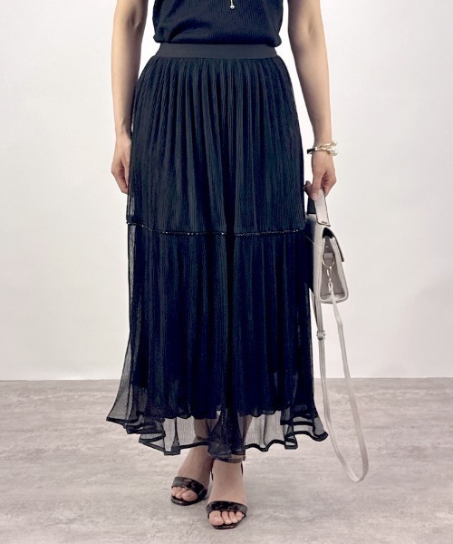 CLOTHY(クロシィ)の「【風をまとう、きらめきチュール】大人のチュールスカート(スカート・レディース・ブラック/オフホワイト・MEDIUM)」の13枚目の写真