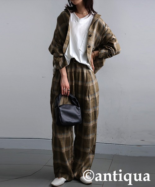 antiqua（アンティカ）の「Vネック 綿100% カットオフVネックT（Tシャツ/カットソー・レディース・ブラック/カーキ/ダークグレー/ブルー系その他/ホワイト/パープル系その他/レッド系その他・P/R）」の14枚目の写真