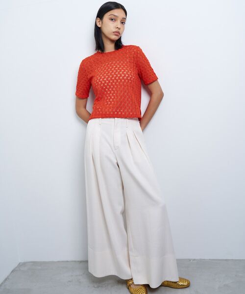 LANVIN en Bleu(ランバンオンブルー)の「シアーレースカットソー(Tシャツ/カットソー・レディース・オフホワイト/ブラック/オレンジ・38)」の4枚目の写真