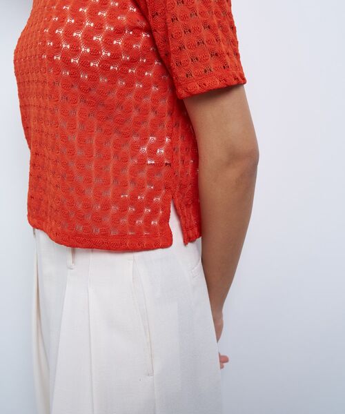 LANVIN en Bleu(ランバンオンブルー)の「シアーレースカットソー(Tシャツ/カットソー・レディース・オフホワイト/ブラック/オレンジ・38)」の10枚目の写真