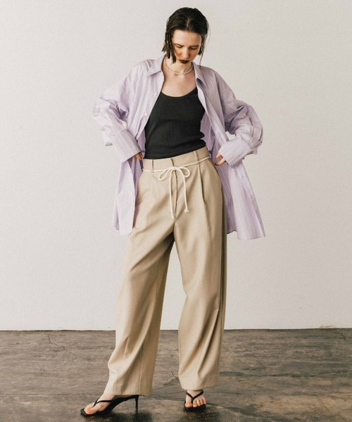 CREDONA(クレドナ)の「THE BARREL TROUSERS/バレルトラウザーズ(スラックス・レディース・ライトベージュ/ブラウン・0/1)」の10枚目の写真