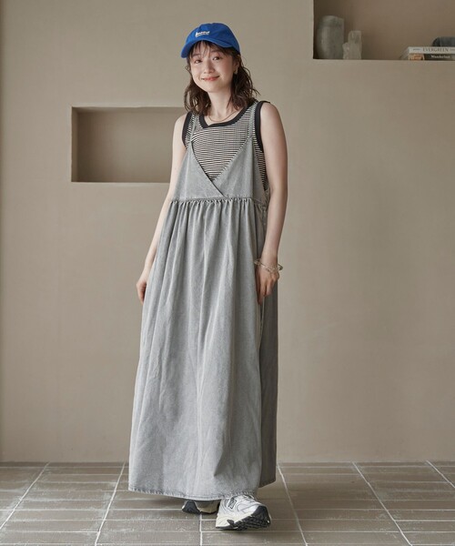 coen（コーエン）の「コットンレーヨンデニムキャミワンピース（ワンピース・レディース・コバルトブルー/ネイビー/ライトグレー・M/L）」の4枚目の写真