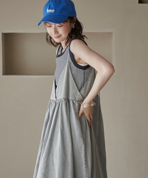 coen（コーエン）の「コットンレーヨンデニムキャミワンピース（ワンピース・レディース・コバルトブルー/ネイビー/ライトグレー・M/L）」の7枚目の写真