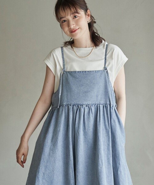 coen（コーエン）の「コットンレーヨンデニムキャミワンピース（ワンピース・レディース・コバルトブルー/ネイビー/ライトグレー・M/L）」の12枚目の写真