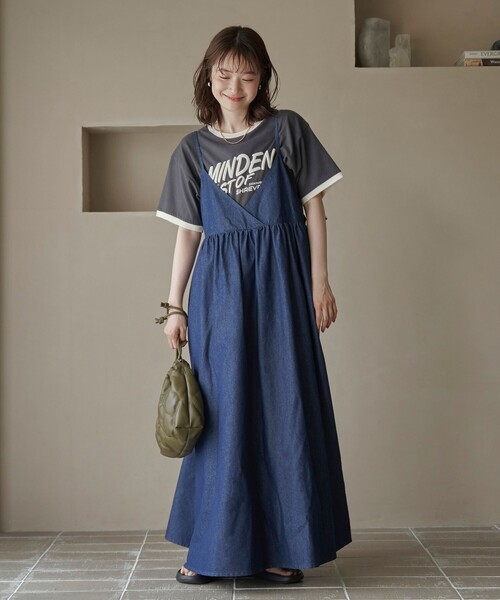 coen（コーエン）の「コットンレーヨンデニムキャミワンピース（ワンピース・レディース・コバルトブルー/ネイビー/ライトグレー・M/L）」の14枚目の写真