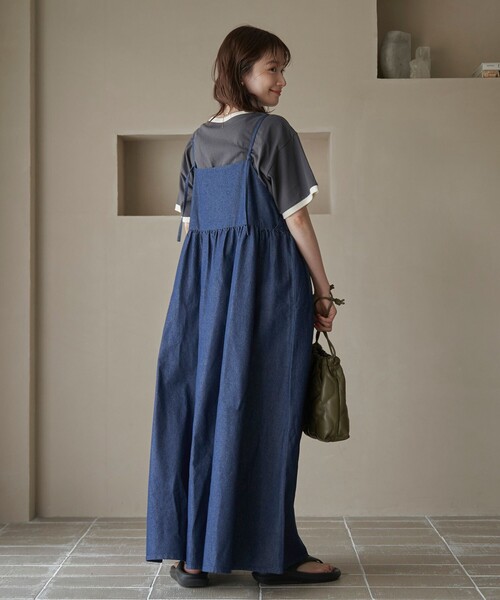 coen（コーエン）の「コットンレーヨンデニムキャミワンピース（ワンピース・レディース・コバルトブルー/ネイビー/ライトグレー・M/L）」の16枚目の写真