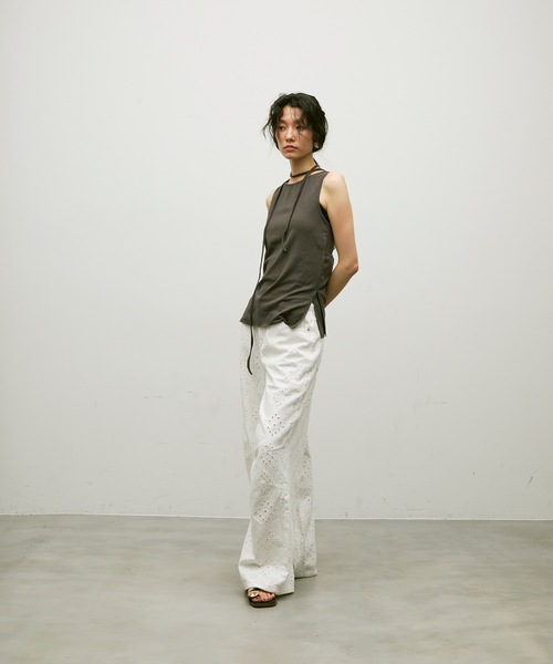 Lutim by u(ルチバイユー)の「Multi-way wrap design t shirt / マルチウェイラップデザインTシャツ(Tシャツ/カットソー・レディース・ナチュラル/チャコールグレー/ブルー・FREE)」の17枚目の写真