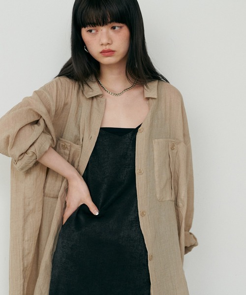 LARUTA】［Web限定］シアーサファリポケット付きシャツ（シャツ