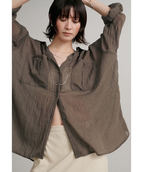 LARUTA(ラルータ)☆シアーサファリポケット付きシャツ シアー半袖刺繍ロゴシャツ | LARUTA(ラルータ)レディース | PAL