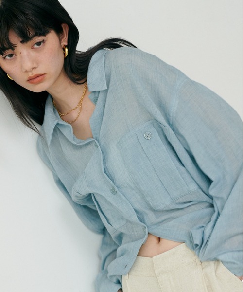 【美品】LARUTA　シアーサファリポケット付きシャツ LARUTA】［Web限定］シアーサファリポケット付きシャツ（シャツ