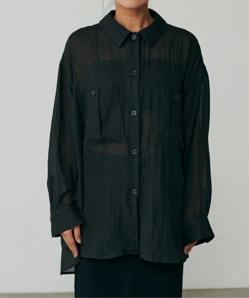LARUTA(ラルータ)☆シアーサファリポケット付きシャツ LARUTA】［Web限定］シアーサファリポケット付きシャツ（シャツ