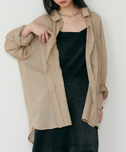 LARUTA】［Web限定］シアーサファリポケット付きシャツ（シャツ