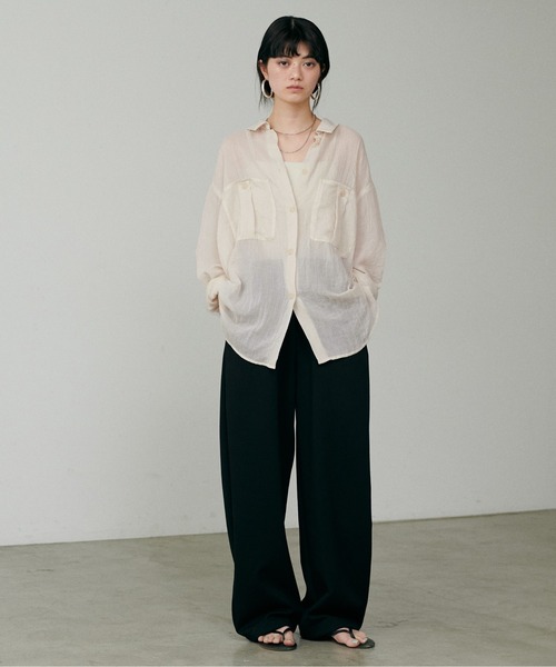 LARUTA】［Web限定］シアーサファリポケット付きシャツ（シャツ