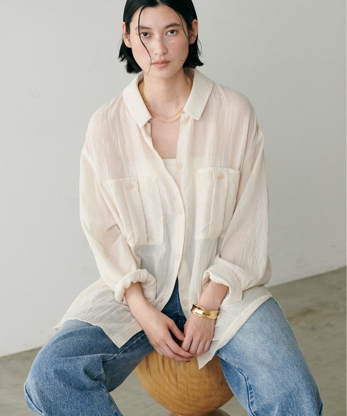 LARUTA】［Web限定］シアーサファリポケット付きシャツ（シャツ