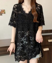Vネックレーストップス