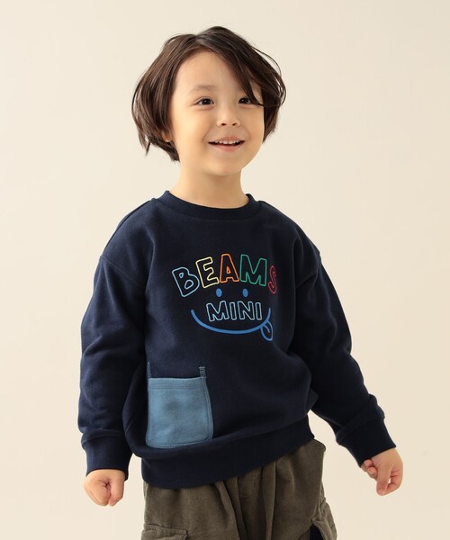 BEAMS mini（ビームスミニ）の「スマイル 刺繍 スウェット 2025FW（90～130cm）（スウェット・キッズ・ホワイト系その他5/ライトグレー/ネイビー/パープル系その他3・120/110/130/90/100）」の3枚目の写真