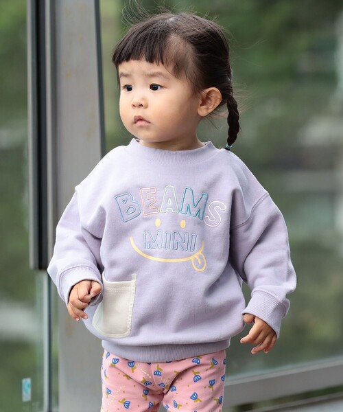 BEAMS mini（ビームスミニ）の「スマイル 刺繍 スウェット 2025FW（90～130cm）（スウェット・キッズ・ホワイト系その他5/ライトグレー/ネイビー/パープル系その他3・120/110/130/90/100）」の4枚目の写真