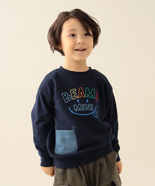 BEAMS mini（ビームスミニ）の「スマイル 刺繍 スウェット 2025FW（90～130cm）（スウェット・キッズ・ホワイト系その他5/ライトグレー/ネイビー/パープル系その他3・120/110/130/90/100）」の5枚目の写真