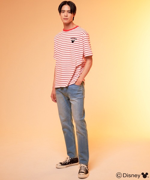 tシャツ Mickey/Arnold Palmer/シェア ボーダーTシャツ レディース メンズ Mickey/Arnold Palmer/シェア ボーダーTシャツ（Tシャツ