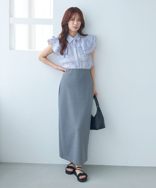 mysty woman（ミスティウーマン）の「シアーチェックブラウス 581422（シャツ/ブラウス・レディース・オフホワイト/ライトブルー/ブラック・FREE）」の21枚目の写真