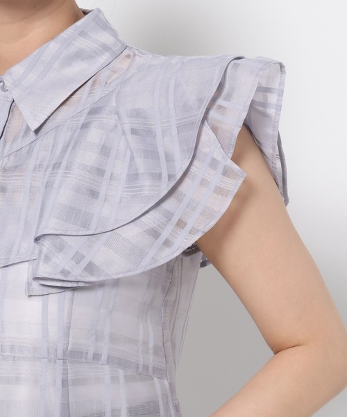 mysty woman（ミスティウーマン）の「シアーチェックブラウス 581422（シャツ/ブラウス・レディース・オフホワイト/ライトブルー/ブラック・FREE）」の14枚目の写真