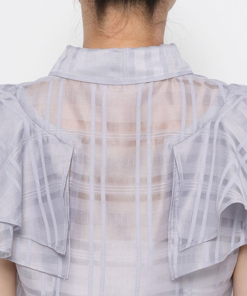 mysty woman（ミスティウーマン）の「シアーチェックブラウス 581422（シャツ/ブラウス・レディース・オフホワイト/ライトブルー/ブラック・FREE）」の16枚目の写真