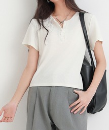 ヘンリーネックリブTシャツ
