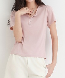ヘンリーネックリブTシャツ