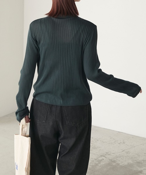 BONLECILL（ボンルシール）の「【マシンウォッシャブル】シアーテレコポロニット多ボタンカーディガン（カーディガン/ボレロ・レディース・ブラック/アイボリー/ネイビー/モスグリーン/レッド/ブラウン/ピンク/グレー・FREE）」の11枚目の写真