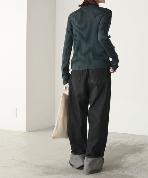 BONLECILL（ボンルシール）の「【マシンウォッシャブル】シアーテレコポロニット多ボタンカーディガン（カーディガン/ボレロ・レディース・ブラック/アイボリー/ネイビー/モスグリーン/レッド/ブラウン/ピンク/グレー・FREE）」の13枚目の写真