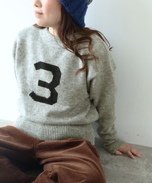 PAR ICI | 3インターシャ カレッジニットプルオーバー(ニット/セーター)