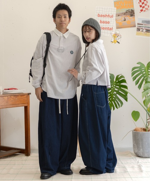 bashful base Oriental(バッシュフルベースオリエンタル)の「【bbO】ロゴオーバークロップドポロシャツ(ポロシャツ・レディース・ネイビー/ライトグレー/ワイン・FREE)」の20枚目の写真
