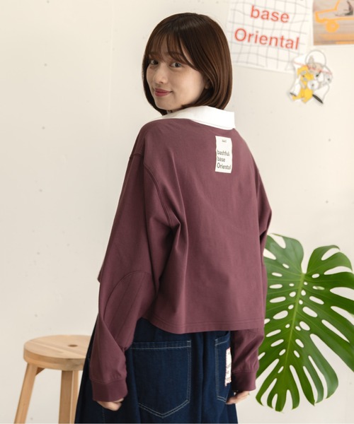 bashful base Oriental(バッシュフルベースオリエンタル)の「【bbO】ロゴオーバークロップドポロシャツ(ポロシャツ・レディース・ネイビー/ライトグレー/ワイン・FREE)」の17枚目の写真