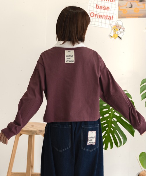 bashful base Oriental(バッシュフルベースオリエンタル)の「【bbO】ロゴオーバークロップドポロシャツ(ポロシャツ・レディース・ネイビー/ライトグレー/ワイン・FREE)」の16枚目の写真