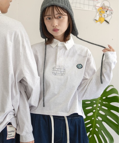 bashful base Oriental(バッシュフルベースオリエンタル)の「【bbO】ロゴオーバークロップドポロシャツ(ポロシャツ・レディース・ネイビー/ライトグレー/ワイン・FREE)」の22枚目の写真