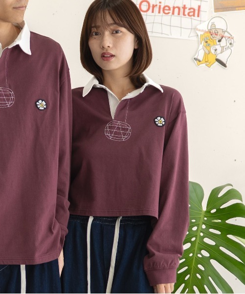 bashful base Oriental(バッシュフルベースオリエンタル)の「【bbO】ロゴオーバークロップドポロシャツ(ポロシャツ・レディース・ネイビー/ライトグレー/ワイン・FREE)」の15枚目の写真