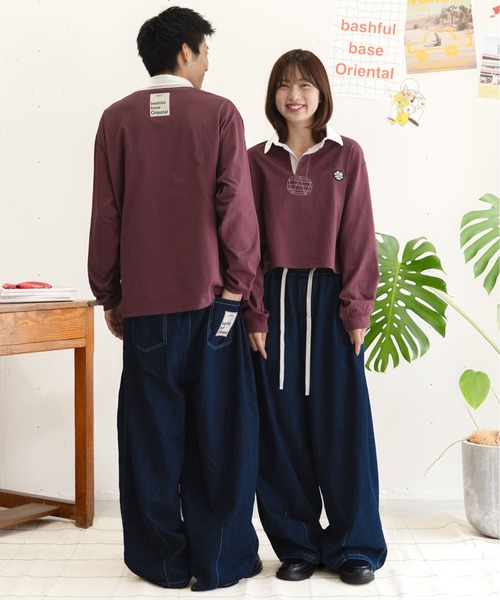 bashful base Oriental(バッシュフルベースオリエンタル)の「【bbO】ロゴオーバークロップドポロシャツ(ポロシャツ・レディース・ネイビー/ライトグレー/ワイン・FREE)」の14枚目の写真