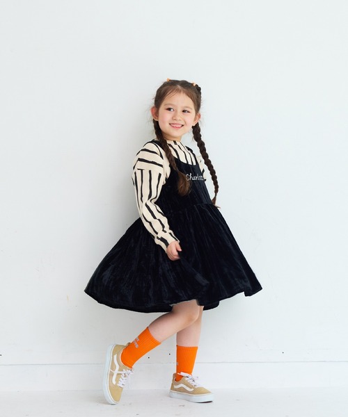 MARKEY'S（マーキーズ）の「ベロアフレアーチュニック（チュニック・キッズ・ライトブルー/ブラック/ブラウン・100/90/130/120/110）」の16枚目の写真