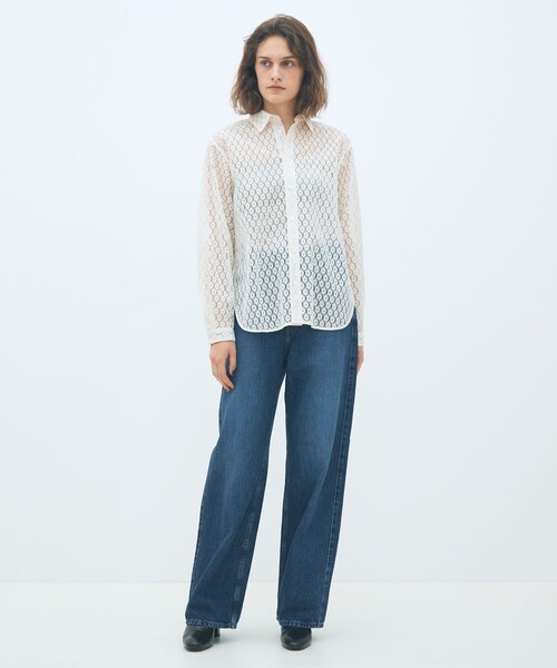 ほぼ新品‼︎今季新作！MACPHEEフロッキーレース レギュラーカラーシャツ フロッキーレース レギュラーカラーシャツ（シャツ/ブラウス