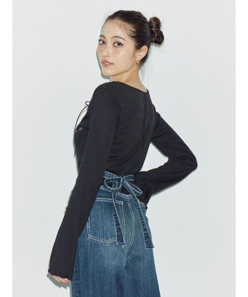 EVRIS（エヴリス）の「ハイウエストバックリボンワイドデニムパンツ（デニムパンツ・レディース・インディゴブルー/ライトブルー・SMALL/MEDIUM）」の20枚目の写真