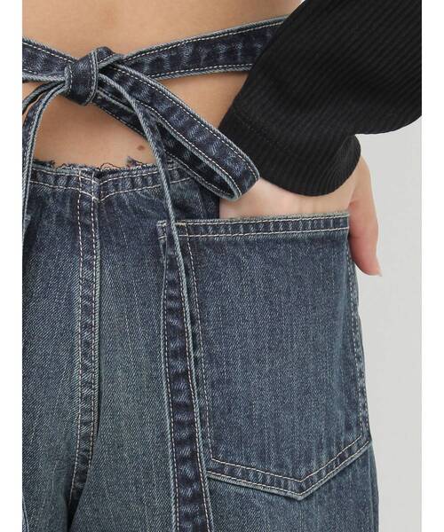 EVRIS（エヴリス）の「ハイウエストバックリボンワイドデニムパンツ（デニムパンツ・レディース・インディゴブルー/ライトブルー・SMALL/MEDIUM）」の5枚目の写真