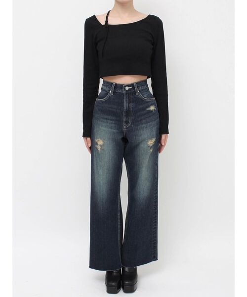 EVRIS（エヴリス）の「ハイウエストバックリボンワイドデニムパンツ（デニムパンツ・レディース・インディゴブルー/ライトブルー・SMALL/MEDIUM）」の10枚目の写真