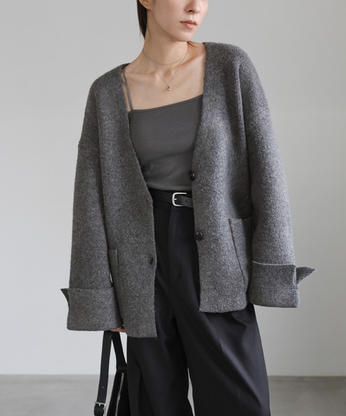 select MOCA(セレクトモカ)の「ワイドスリーブVネックニットカーディガン(カーディガン/ボレロ・レディース・グレー/チャコールグレー/ブラウン・FREE)」の7枚目の写真